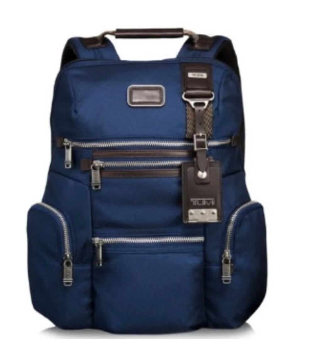 Tumi Alpha Bravo Knox Backpack Blue Brown Leather